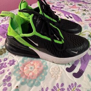 Nike Black and Green High-Top Sneakers with Geometric Design